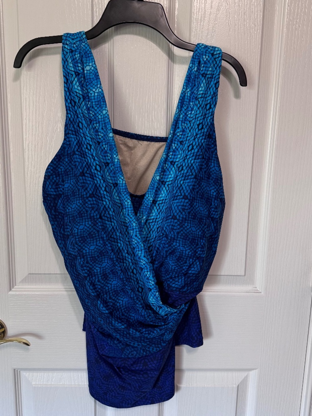 Lands End Tankini top, Tropical Blue Abstract, size 22W DD